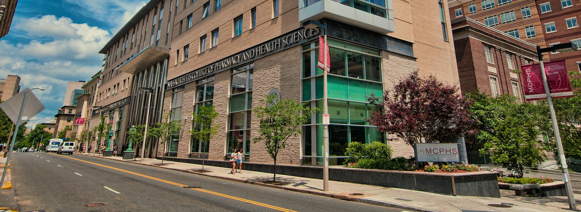 MCPHS Boston campus building front.